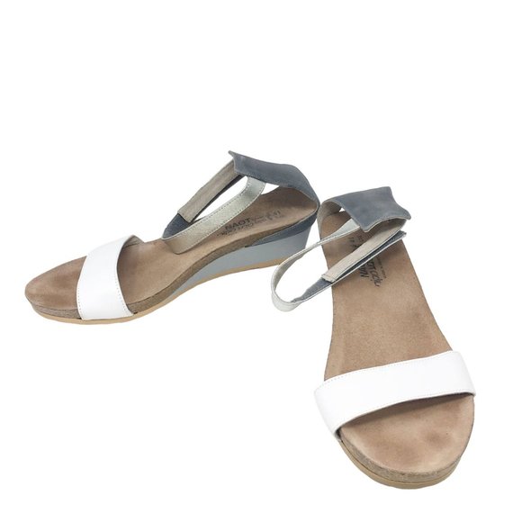 Naot Pixie Leather Wedge Ankle Strap Sandals White Silver EU 41 US 10-10.5 - Picture 15 of 15